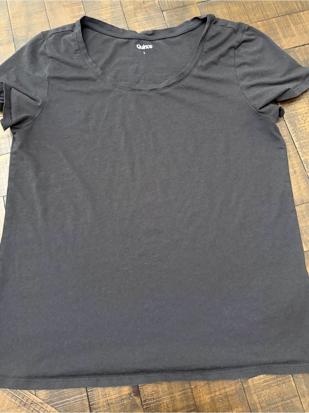 Quince Black Scoop Neck Short Sleeve Tee Top